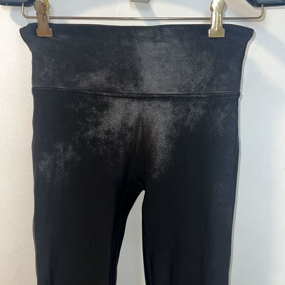 SPANX Black Sueded Shimmer Leggings-M - Picture 3 of 10